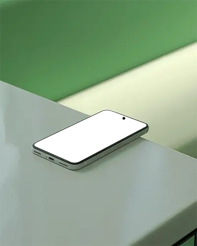 Realistic Smartphone Mockup On Tabletop With Black Screen And Modern Design For App Display