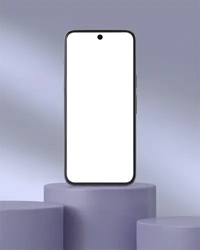 Modern Minimalist Smartphone Display Mockup On Simple Rounded Podium Background