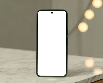 vertical-mobile-device-mockup-on-marble-surface-with-blurred-bokeh-lights-background