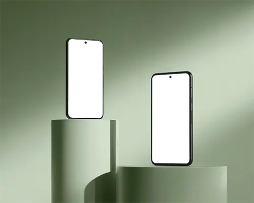 Sleek Modern Phone Mockup With Minimalist Podium For Eye Catching Product Display
