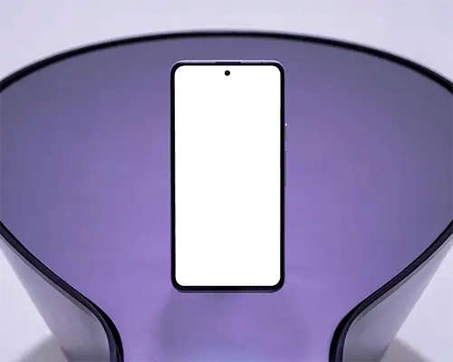 Premium Phone Mockup On Stylish Translucent Table With Luxury Purple Tone And Soft Gradient