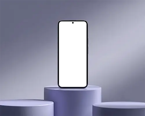 product-display-phone-mockup-on-tiered-cylindrical-stand-under-balanced-studio-light