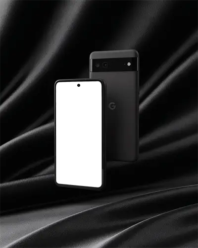 sleek-black-google-pixel-android-phone-mockup-front-and-back-view-on-luxury-satin-background