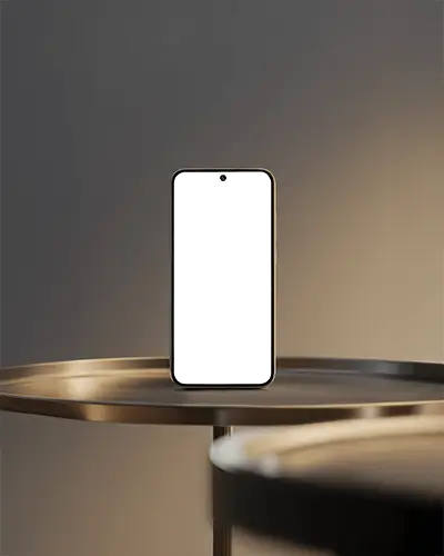 samsung-phone-mockup-premium-smartphone-on-metallic-round-table-in-soft-studio-light