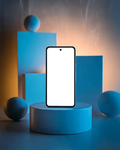 google-pixel-phone-mockup-premium-smartphone-on-geometric-podium-with-colorful-lighting