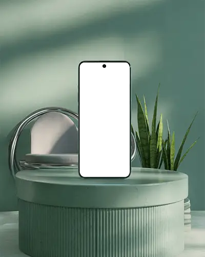 huawei-phone-mockup-premium-smartphone-on-round-green-stand-with-modern-home-decor