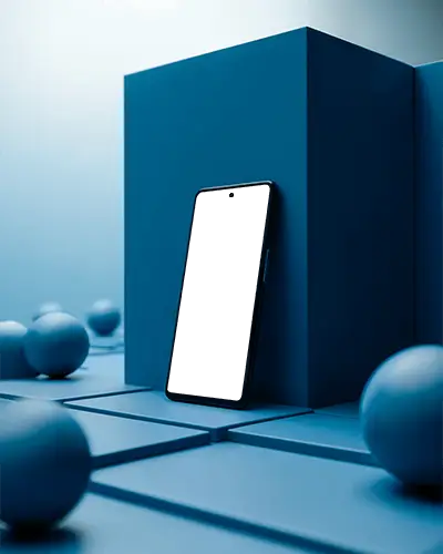 oneplus-phone-mockup-modern-smartphone-leaning-on-blue-cube-with-geometric-sphere-decor