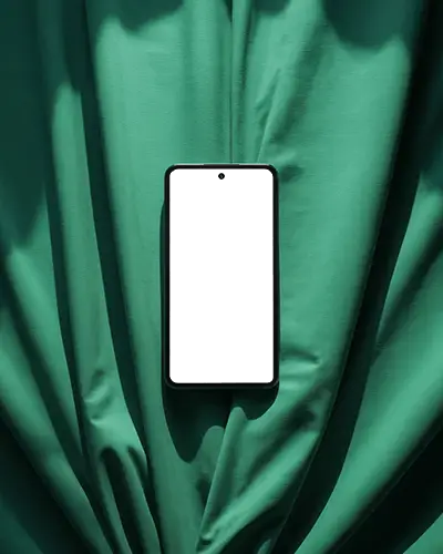 oneplus-phone-mockup-modern-smartphone-display-on-luxury-green-fabric-draped-background