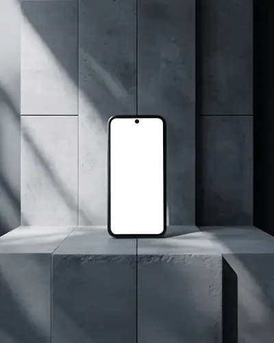 google-pixel-mockup-modern-smartphone-display-on-minimal-concrete-blocks-with-shadows