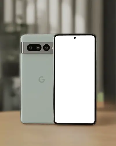 google-pixel-phone-mockup-front-and-back-view-on-wooden-surface-in-bright-studio-setting