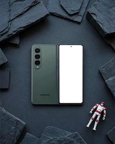 Samsung Sleek Folding Phone Mockup Advanced Camera Features And Large Touchscreen Interface