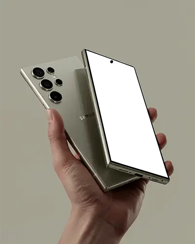 Samsungs25utra Sleek Modern Phone Mockup With Large Display And Multi Lens Camera For Tech Showcase