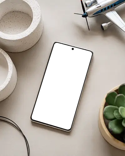 Googlepixel Sleek Minimalist Phone Mockup Display With Clean Light Background And Accessories