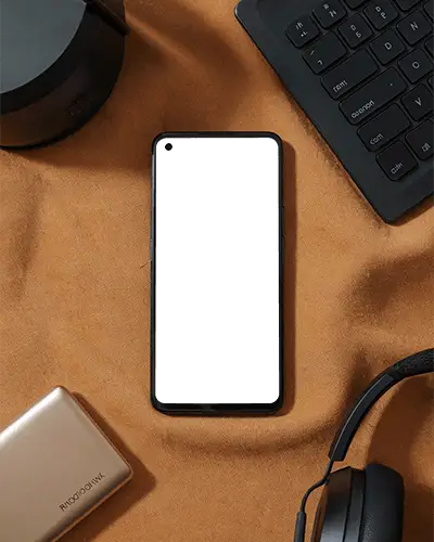 Huawei Modern Phone Mockup With Blank Screen On Textured Fabric Background For App