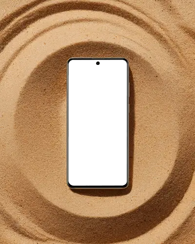 Nothing Modern Phone Mockup With Blank Screen Placed On Textured Sand Background