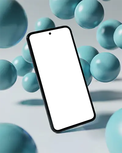 Android Phone Mockup Magenta Screen Abstract White Design Blue Spheres