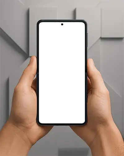 Android Phone Mockup Hands Holding 3d Geometric Wall Background