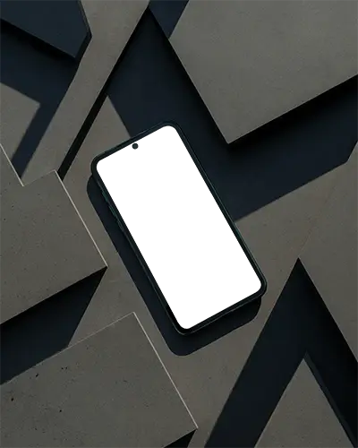 Modern Mobile Phone Mockup On 3d Polygon Background Shadows