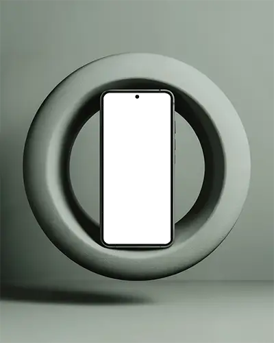 Floating Minimal Mobile Phone Mockup Inside Modern Sculptural Ring For Stylish Brand Visual Presentation