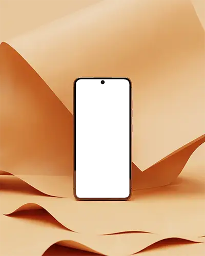 Mobile Phone Mockup On Wavy Paper Texture Background With Warm Lighting For Modern And Organic Brand Presentation