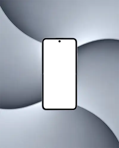 Mobile Phone Mockup Floating Against Metallic Abstract Background With Soft Gradient Light For Premium Ui Presentation