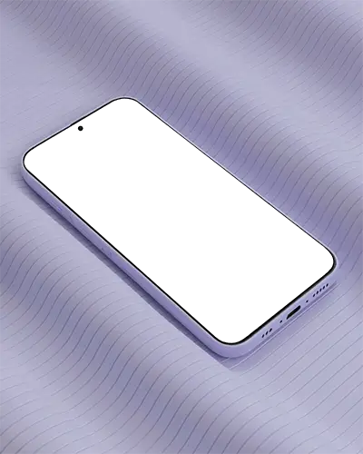 Smartphone Mockup Angled On Wavy Textured Surface With Soft Purple Tones For Stylish Ui And App Presentation