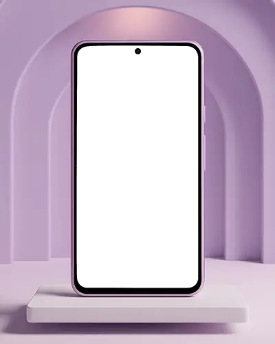 Luxury Tech Samsung Mockup Phone In Pastel Arched Room Elevated Display In Balanced Soft Light Environment