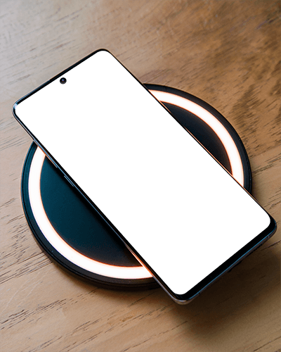 Wireless Charging Smartphone Mockup On Modern Stand