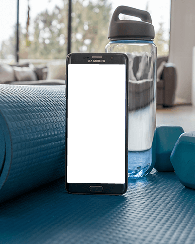 Yoga Mat Smartphone Mockup Casual Setting Bright Lighting