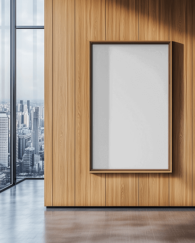 Urban Office Space Wood Paneling Angels Of Greek Frame Mockup