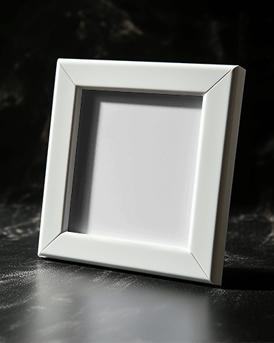 Gothic Skull Art Photoframe Mockup On Dark Marble Background