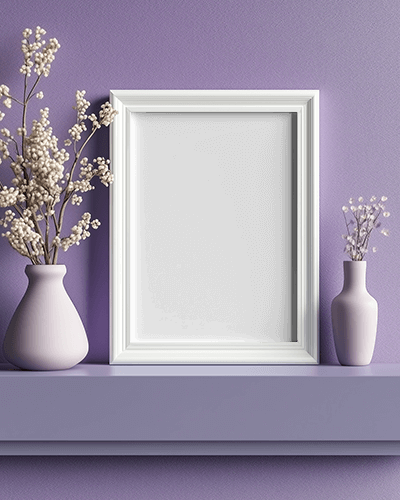 Artistic Coffee Poster In Photoframe Mockup With White Vases