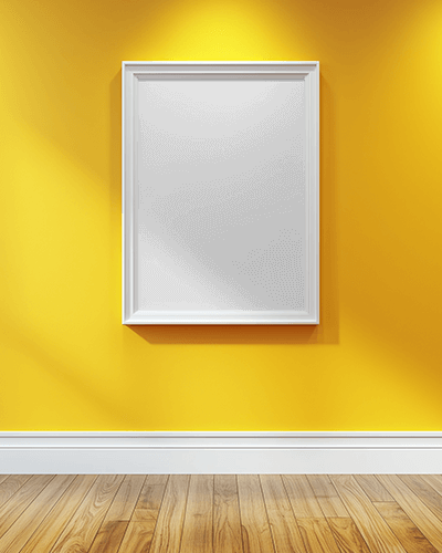 Mystical Art Frame Mockup On Bright Wall With Wizard And Magical Elements