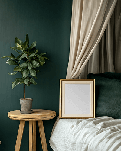 Stylish Bedroom Decor Photoframe Mockup With Artwork Amongst Comfortable Vibes