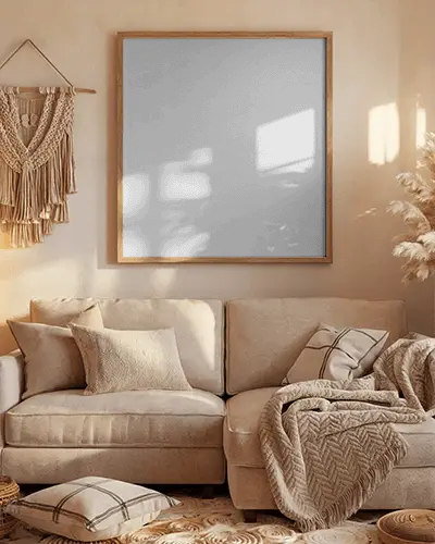 Neutral Boho Room Frame Mockup Perfect For Art Prints Or Quote Designs Light Shadow Rich Texture Vibes