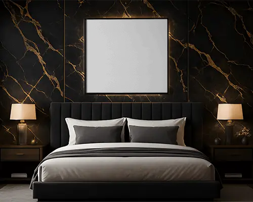 Elegant Bedroom With Wall Frame Mockup For Home Decor And Design Ideas