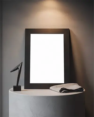 Stylish Simple Portrait Frame Mockup Featuring Neutral Background And Decorative Elements