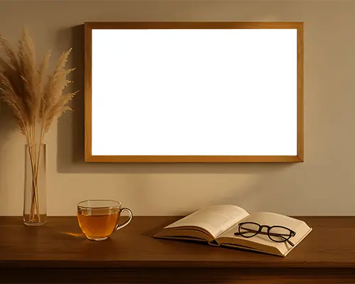 cozy-reading-nook-with-open-book-glasses-hot-tea-and-blank-wall-frame-mockup
