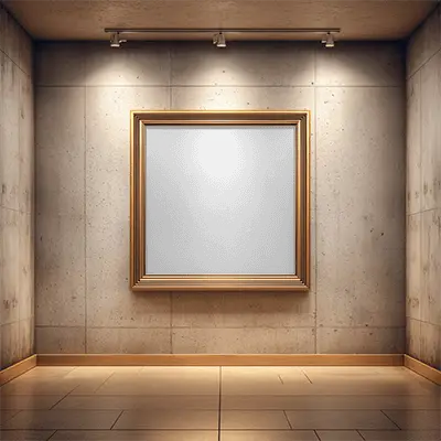 stylish-square-picture-frame-mockup-center-stage-on-concrete-gallery-wall-floor