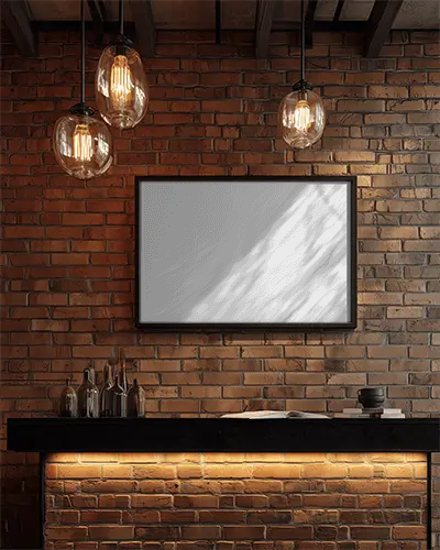 Urban Brick Wall Hanging Frame Mockup For Creative Home And Office Space Decor Inspiration