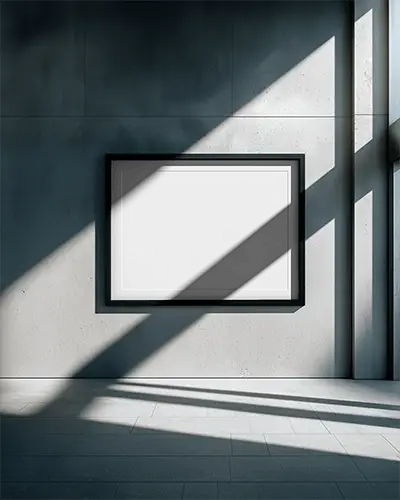 Modern Gallery Wall Frame Mockup With Realistic Lighting Effects And Shadow Play