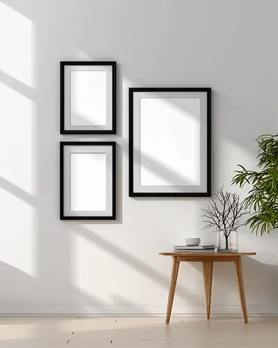 Modern Minimalist Wall Art Frame Mockups With Natural Light Interior Setting For Decor