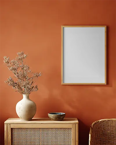 Minimalist Wooden Frame Mockup With Dried Flowers And Natural Textured Home Decor