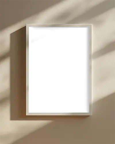 Minimalistic Square Photo Frame Mockup Hanging On Textured Interior Wall Background Shadows