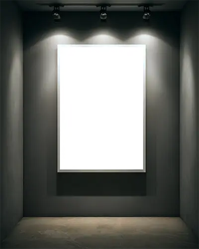 Modern Gallery Wall Frame Mockup With Spotlights Ideal For Art And Photography Display