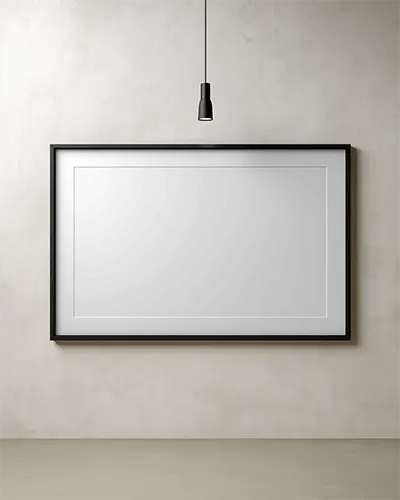 Interior Design Room With Simple Elegant Framed Artwork Hanging On Plain Wall