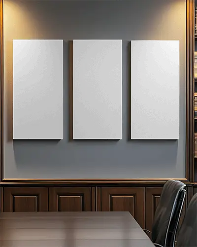 Modern Triple Canvas Mockup For Office Wall Decoration And Design Presentation