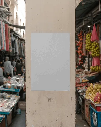 Urban Street Market Poster Mockup For Retail Promotion And Event Advertising Design