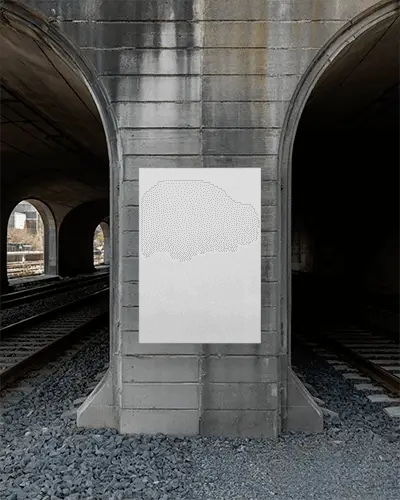 Urban Railway Bridge Poster Mockup Blank Grunge Wall Background Ad Concept Design