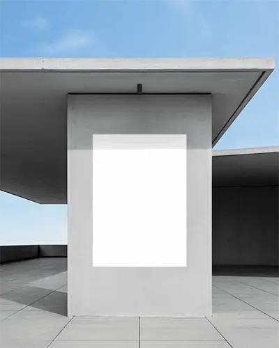 Modern Outdoor Poster Mockup On Concrete Wall With Clean Minimal Architecture Background